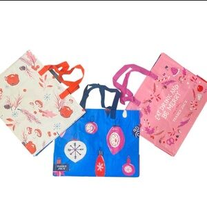 3 Trader Joe's Reusable Tote Bags Set Holiday Christmas